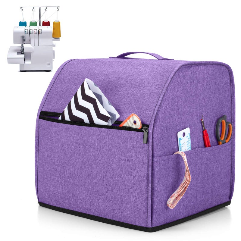 LUXJA Serger Cover with Storage Pockets for Most Standard Overlock Machines (Compatible with Singer and Brother), Purple - Image 1